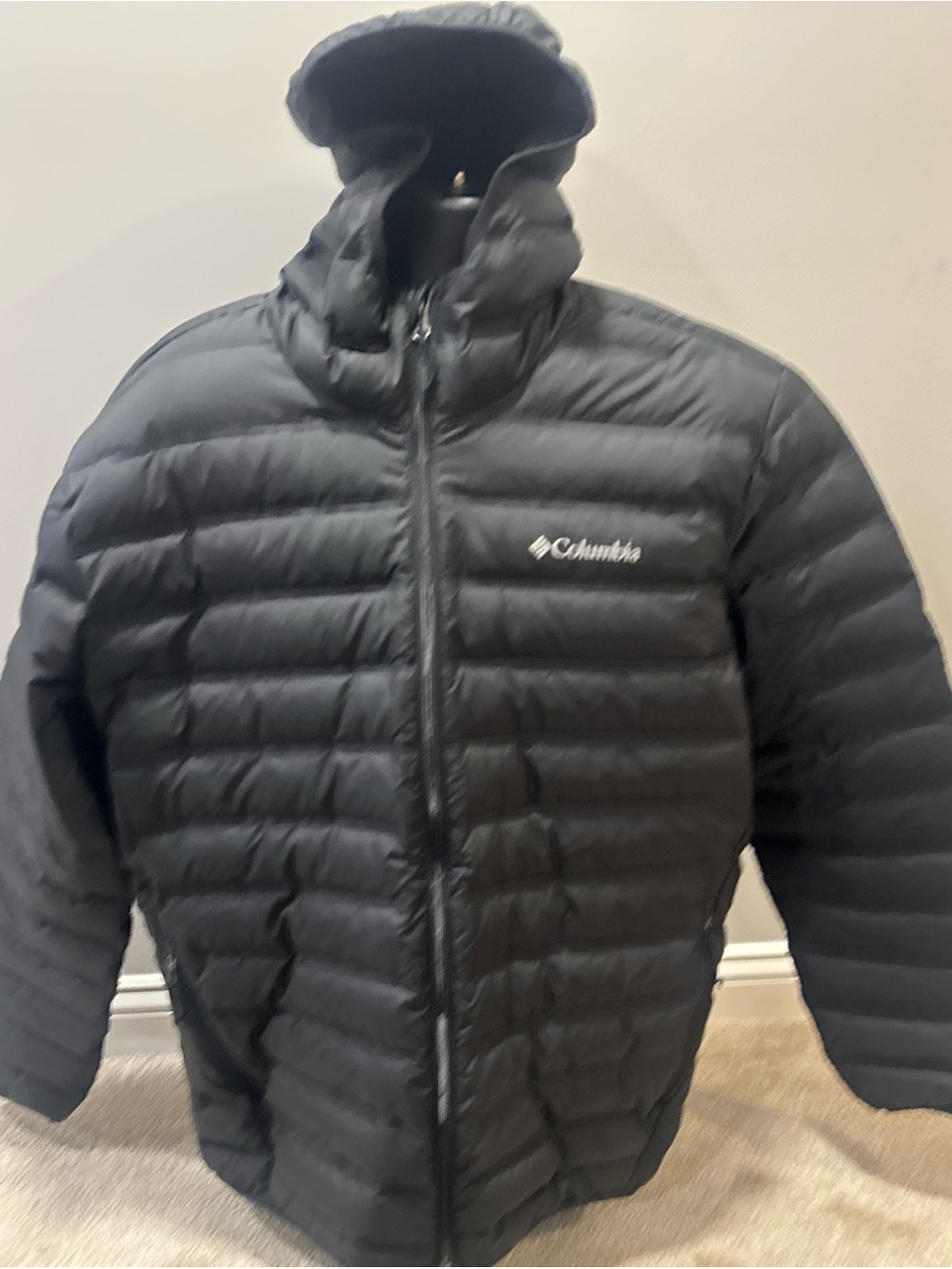 COLUMBIA PUFFECT MEN’S BLACK PUFFER DOWN JACKET ZIPPER SZ XL Hooded